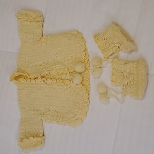 Vintage Crocheted Infant sweater & booties